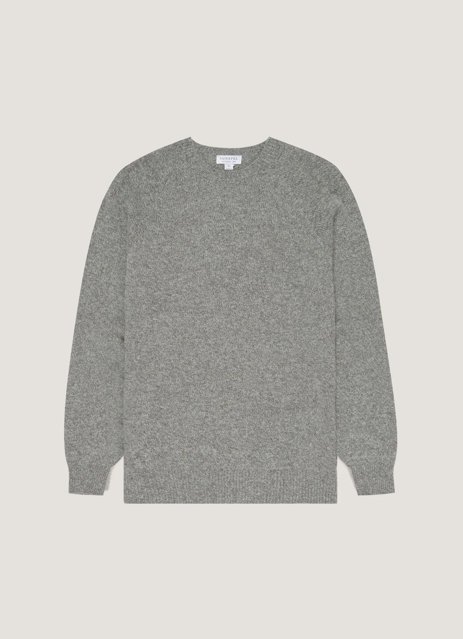 Men's Lambswool Crew Neck Jumper in Mid Grey Melange Colorfast Technology