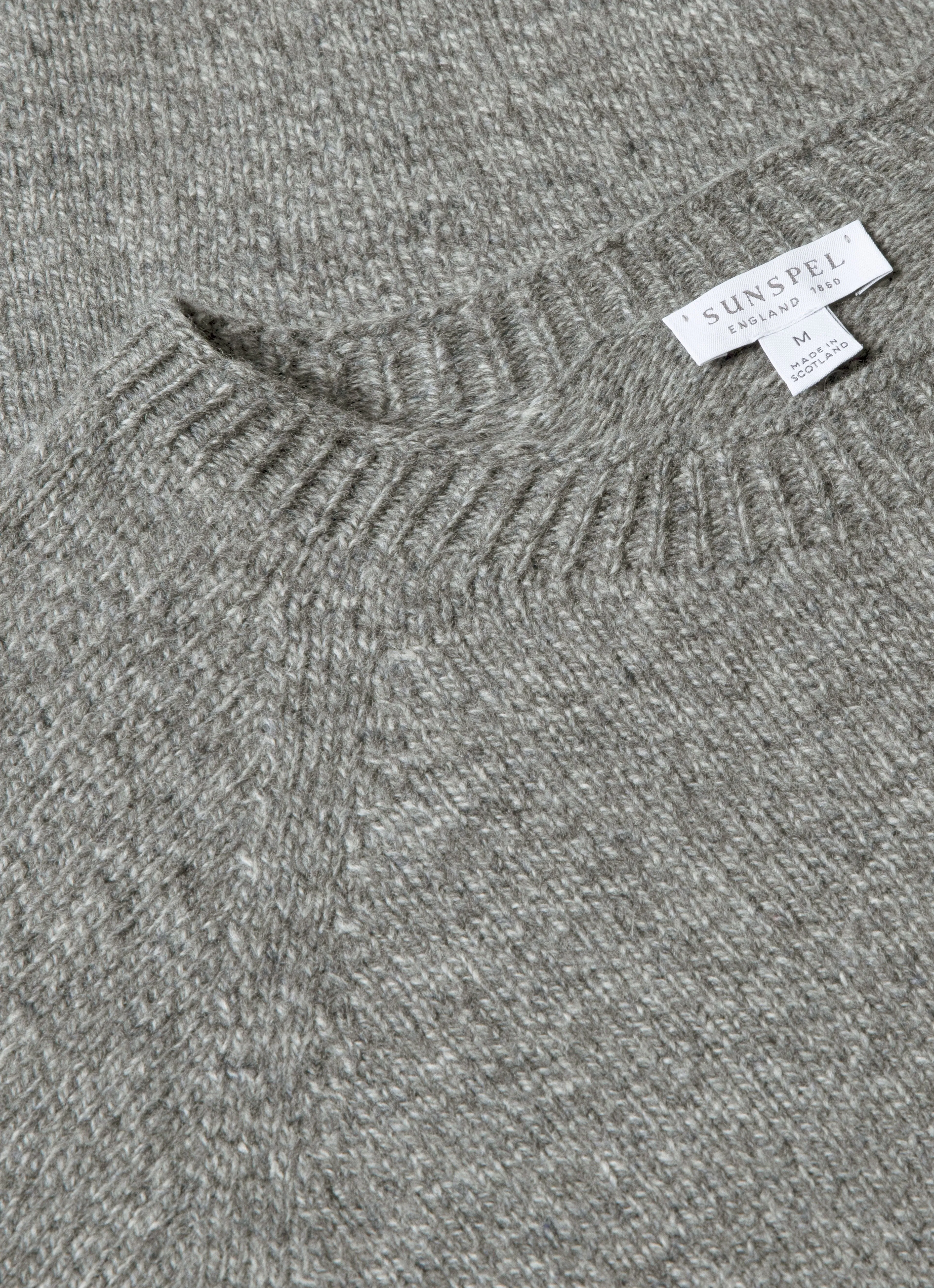 Men's Lambswool Crew Neck Jumper in Mid Grey Melange Relaxed Cut