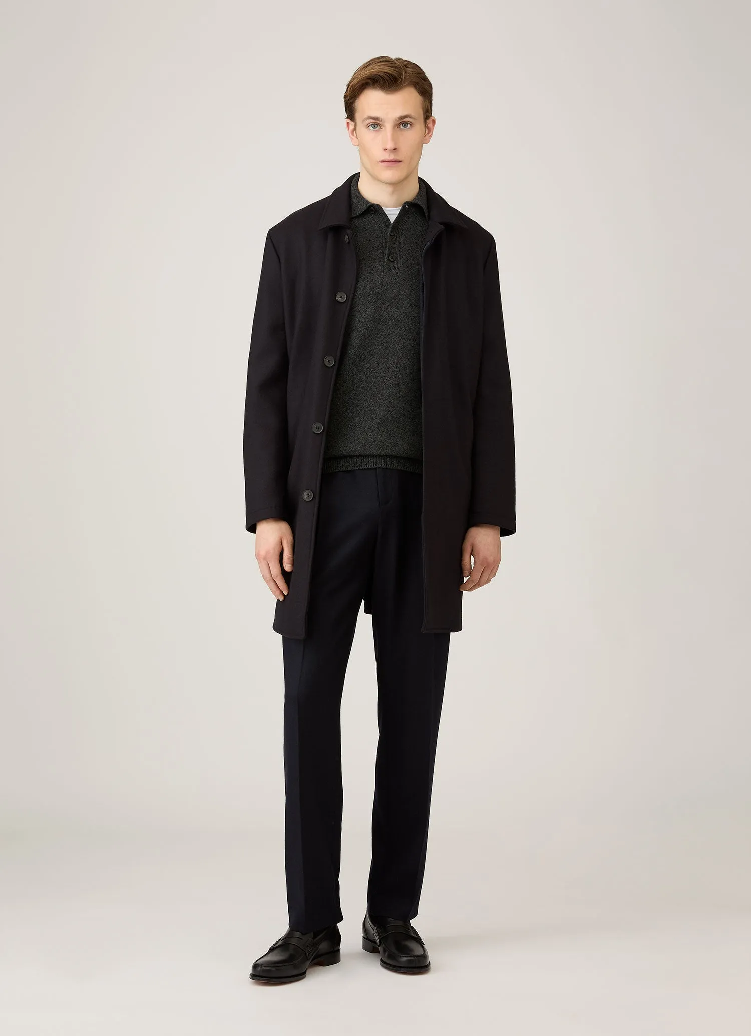 Plush Texture Biodegradable Fiber Men's Lambswool Polo Shirt in Dark Green Twist