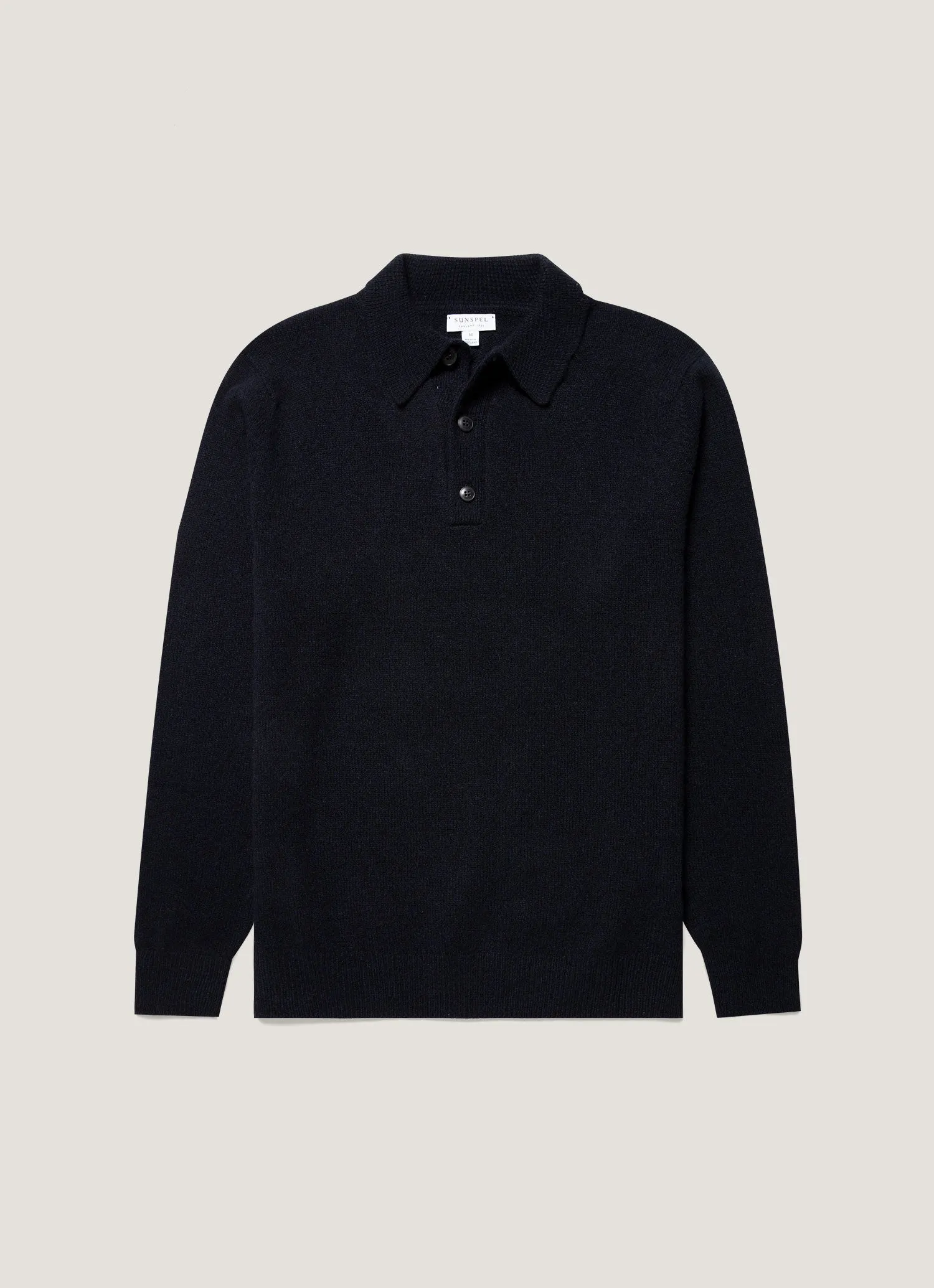 OdorResistant Finish OekoTex Certified Men's Lambswool Polo Shirt in Dark Navy Mouline