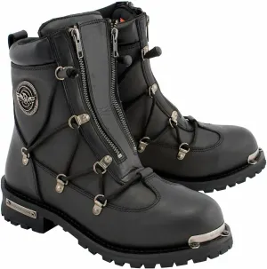 Men's Leather 6-Inch Plain Toe Dual Zipper In Black Professional Event Canvas Material