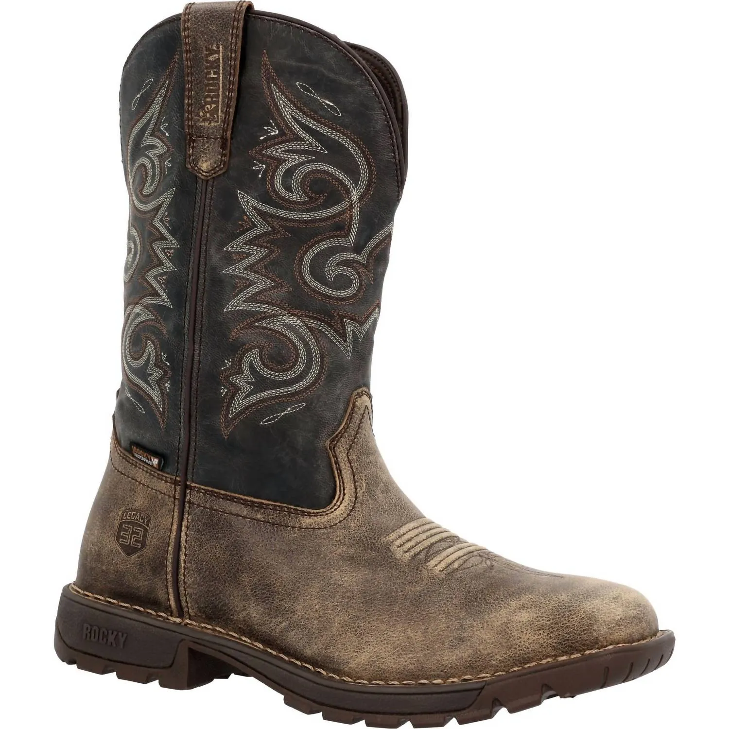 Ultra Lightweight Design Reliable Men's Legacy 32 Waterproof Pull-On Work Western Boot In Distressed Brown