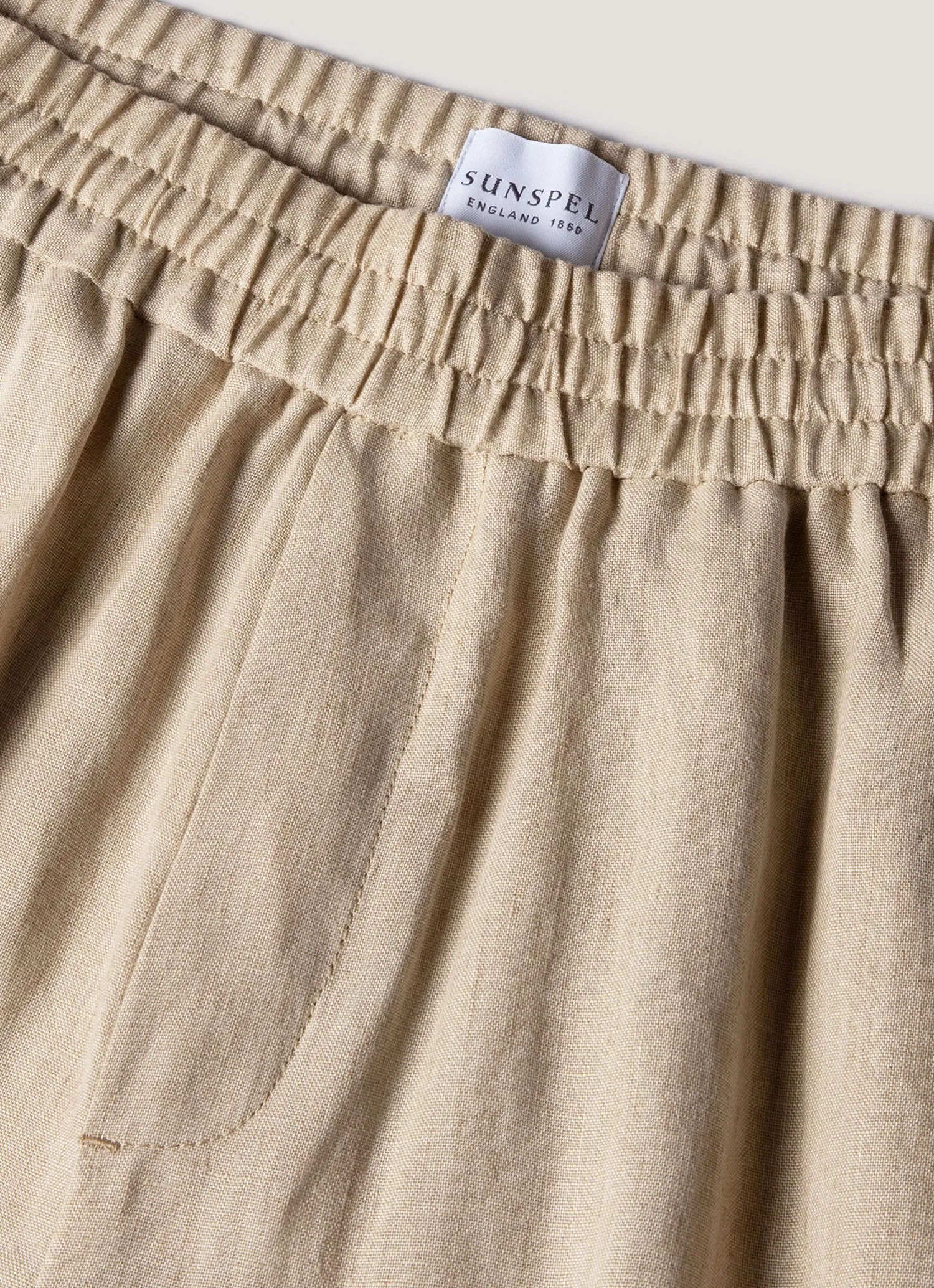 Street Ready Men's Linen Drawstring Short in Light Sand
