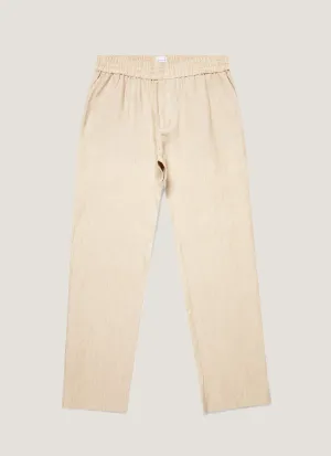 Men's Linen Drawstring Trouser in Light Sand Classic Comfort Outdoor Activity