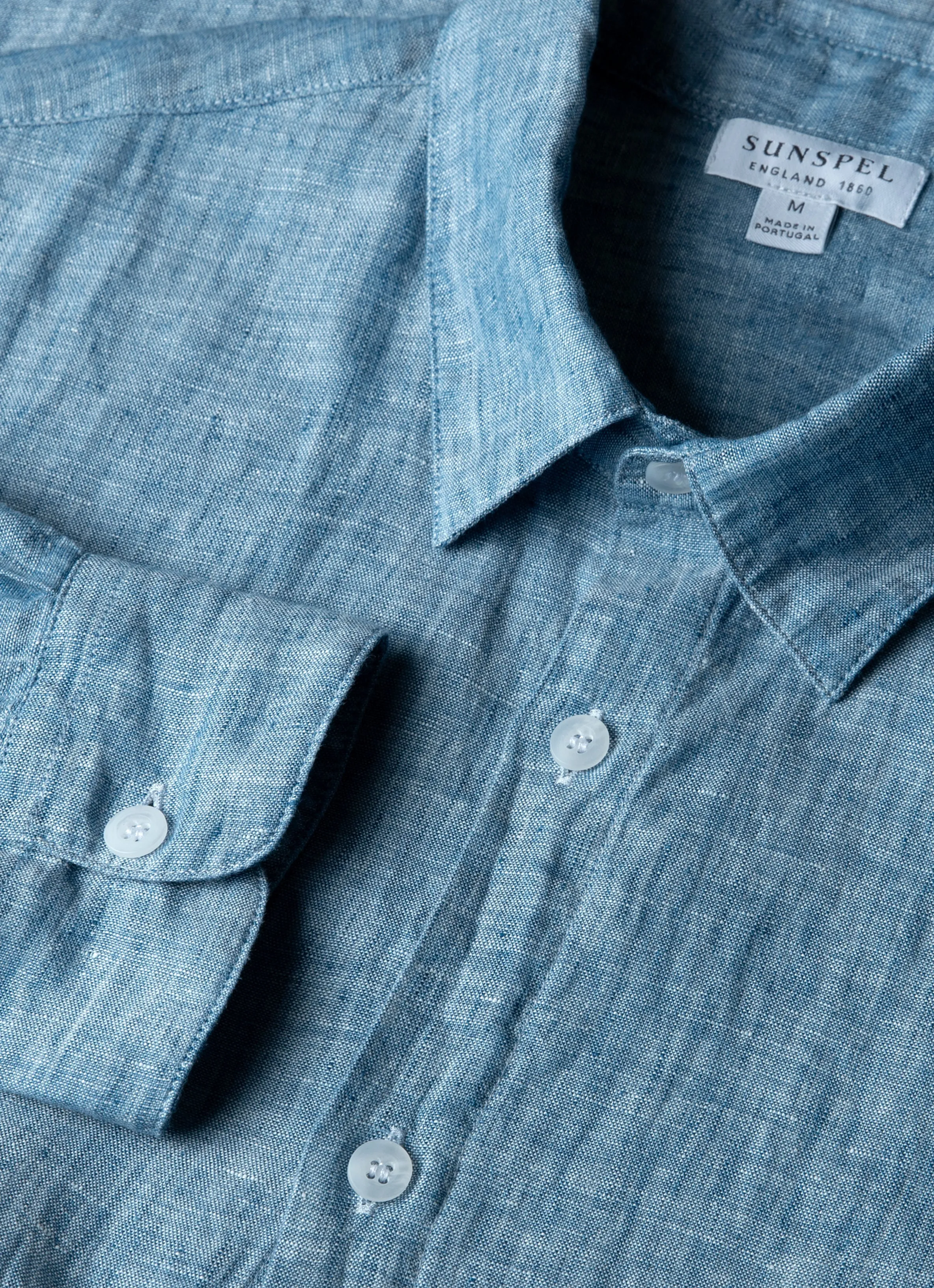 Men's Linen Shirt in Como Blue family gathering StretchReinforcedArmholes