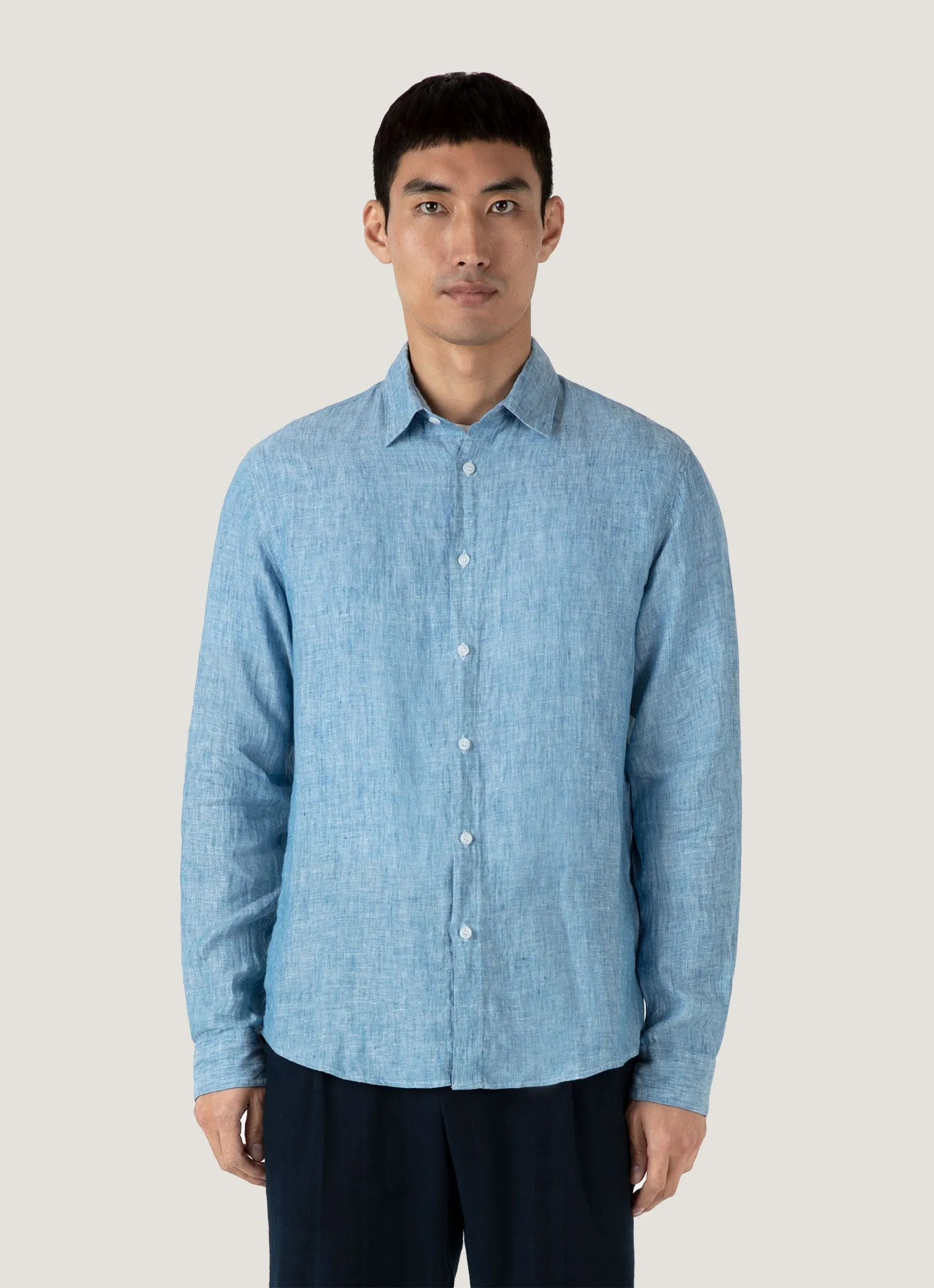 Summer Fashion Men's Linen Shirt in Como Blue