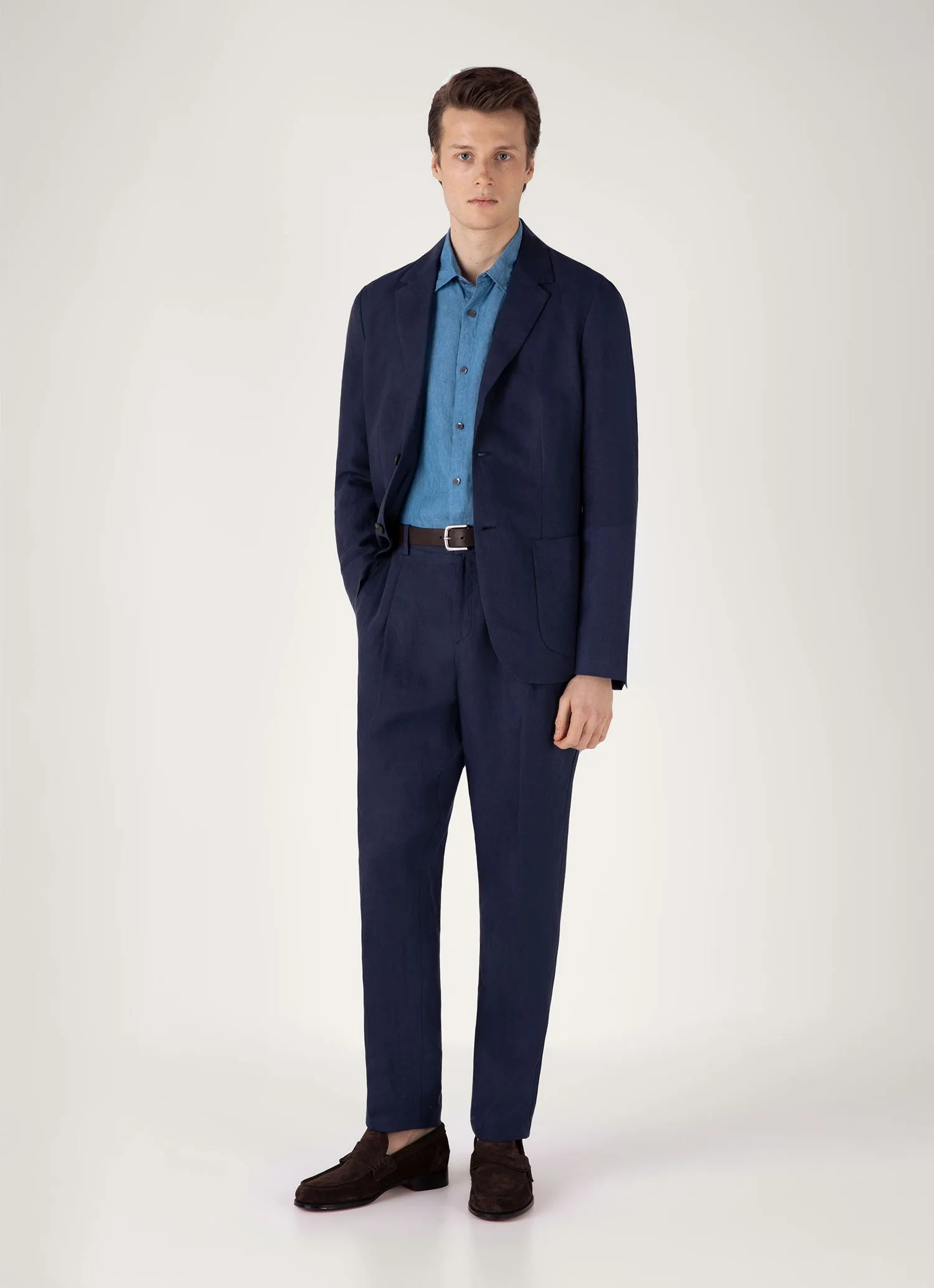 Reinforced Hems Ultimate Comfort Men's Linen Shirt in Cool Blue