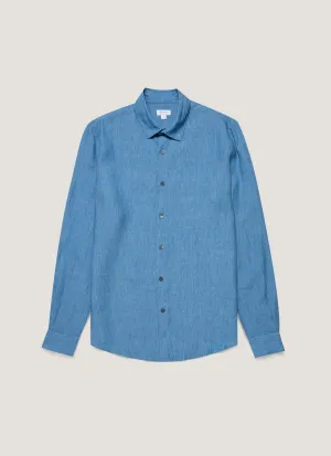 Perfectly Fit Comfy Choice Men's Linen Shirt in Cool Blue