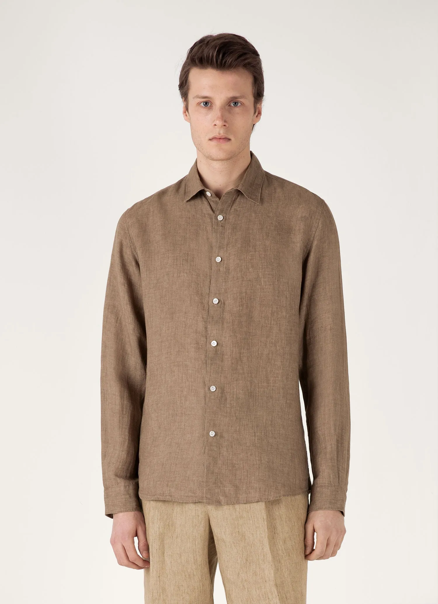 Men's Linen Shirt in Dune Essential Style Wear