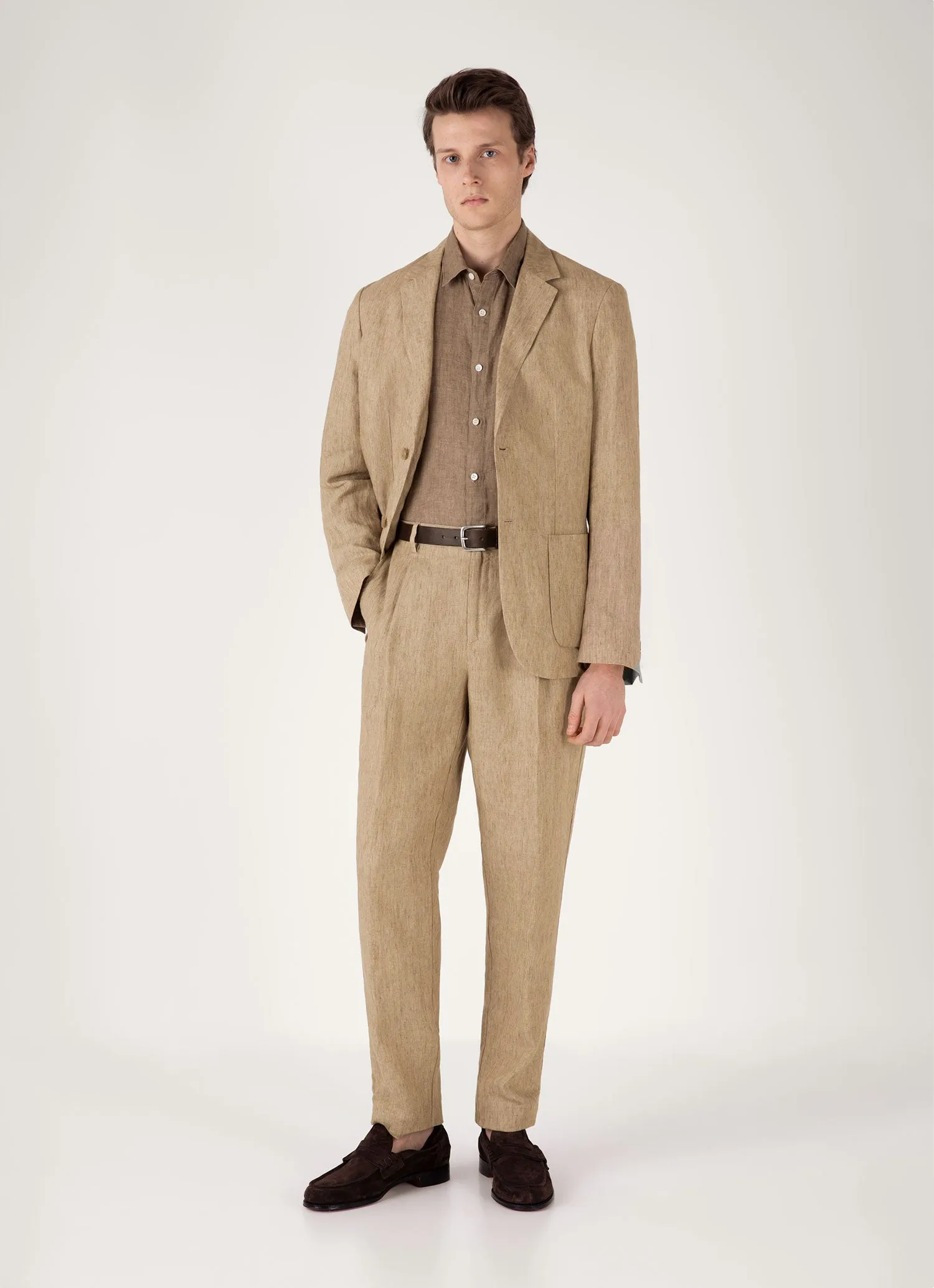 dry cleanable Slim fit sleekness Men's Linen Shirt in Dune