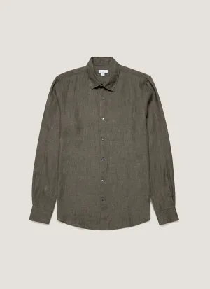 Men's Linen Shirt in Dusk Green Cool Weather Wear