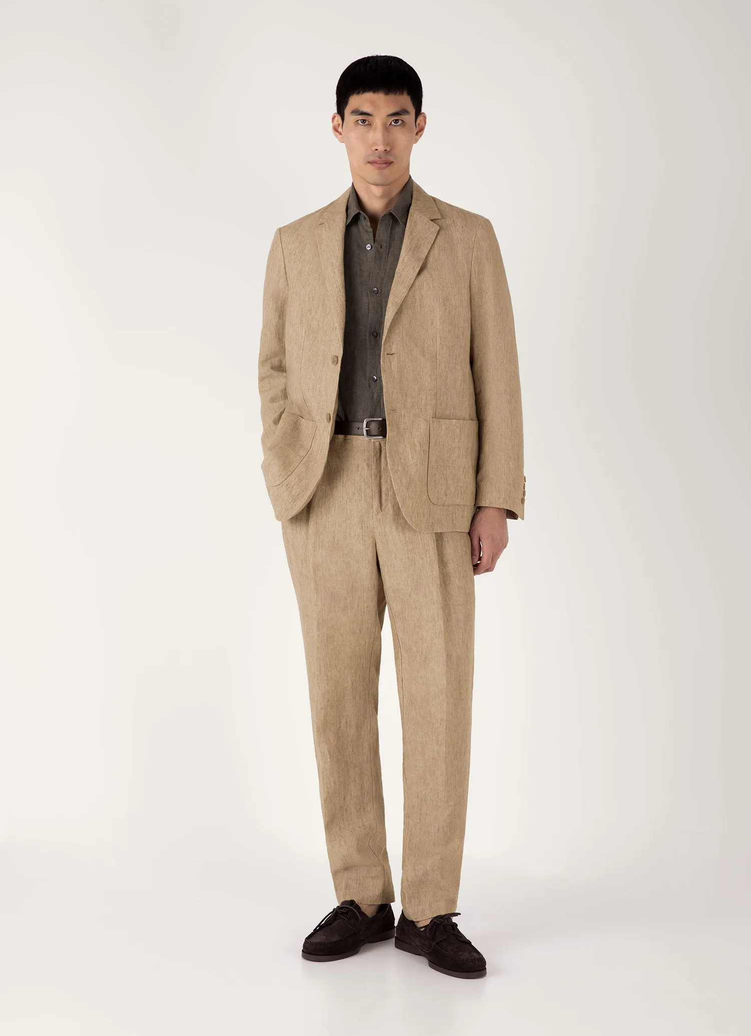 Men's Linen Shirt in Dusk Green Fit for All Seasons No Shrink Fabric