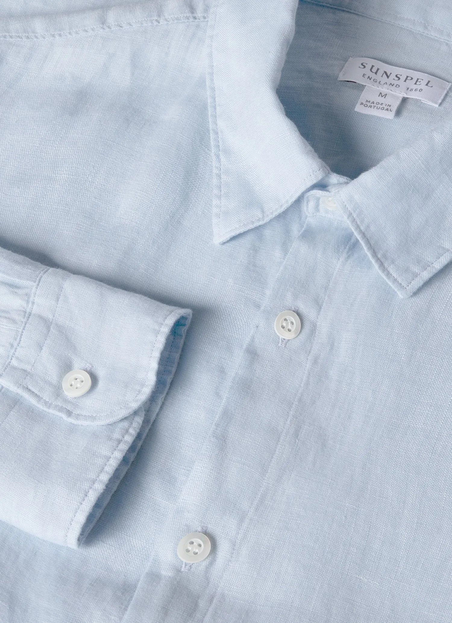 Solid color purity Soft Cotton Feel Men's Linen Shirt in Light Blue