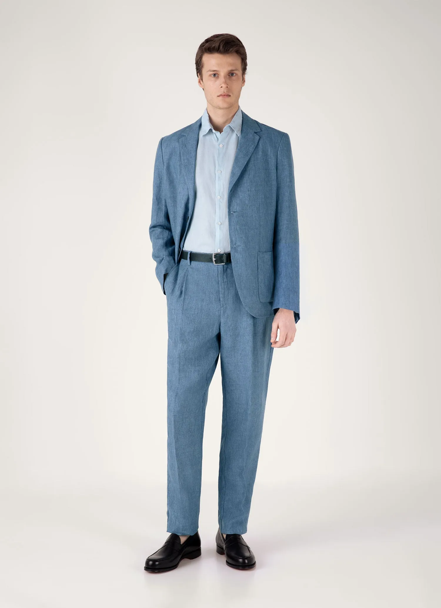 Men's Linen Shirt in Light Blue Layering Comfort Wear OdorResistantTechnology