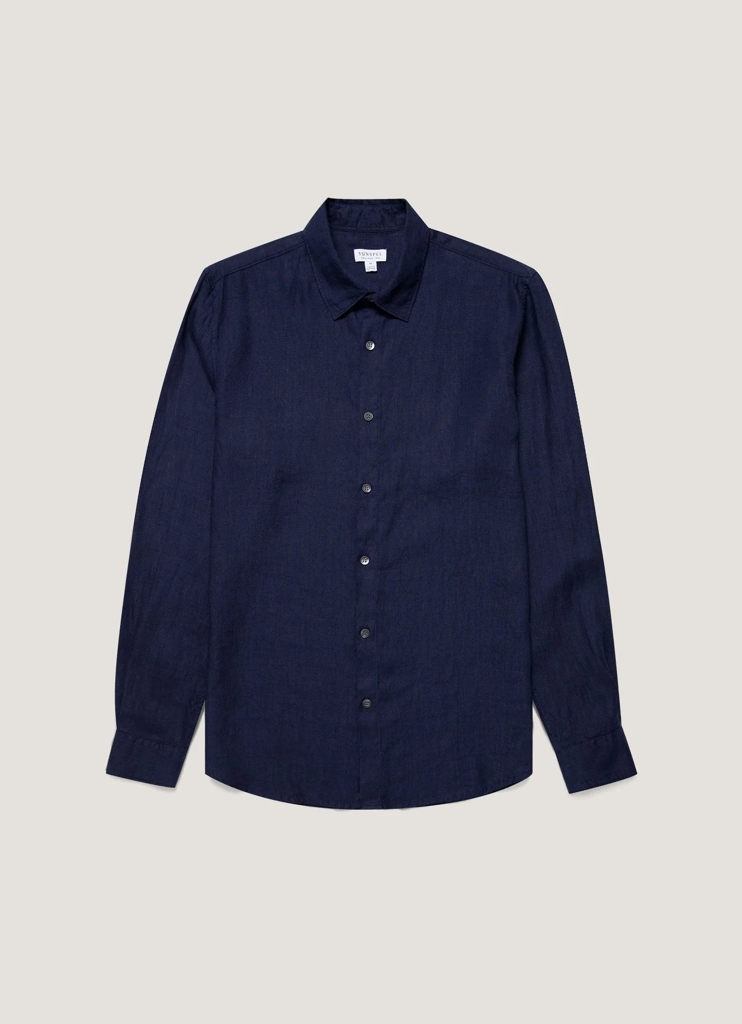 Men's Linen Shirt in Navy Layered Hem Design