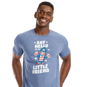 Fashion Forward Men's Little Friend Graphic T-Shirt in Heather Blue