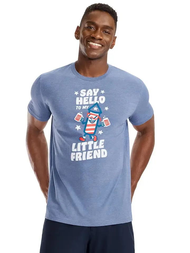 Breathable wear Men's Little Friend Graphic T-Shirt in Heather Blue
