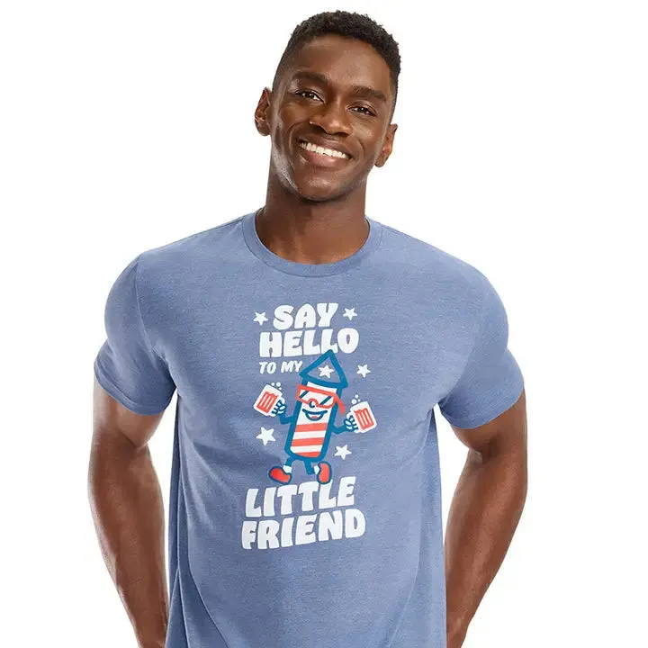Fashion Forward Men's Little Friend Graphic T-Shirt in Heather Blue