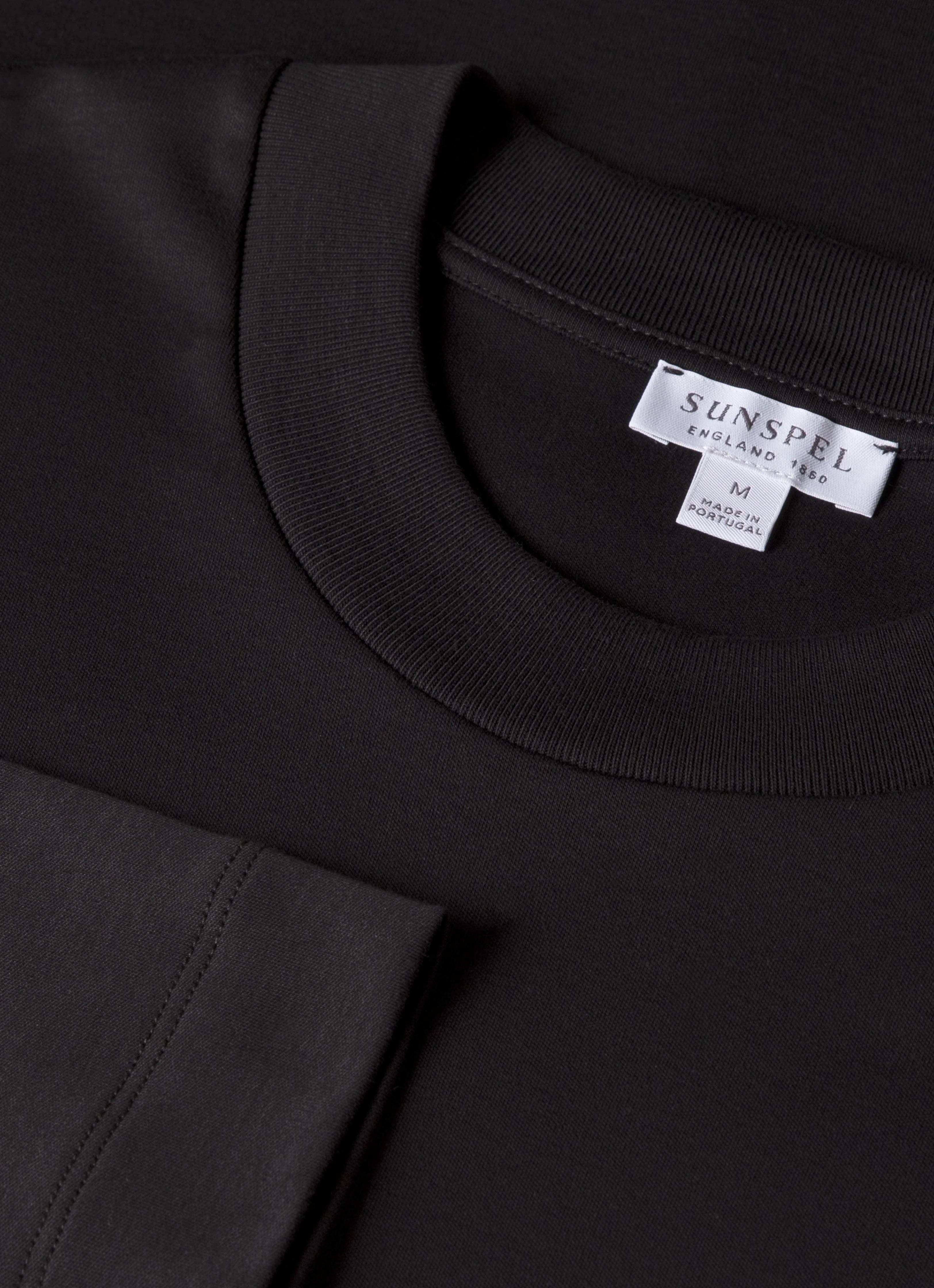 Men's Long Sleeve Heavyweight T-shirt in Black OekoTexCertified Leisure Casual