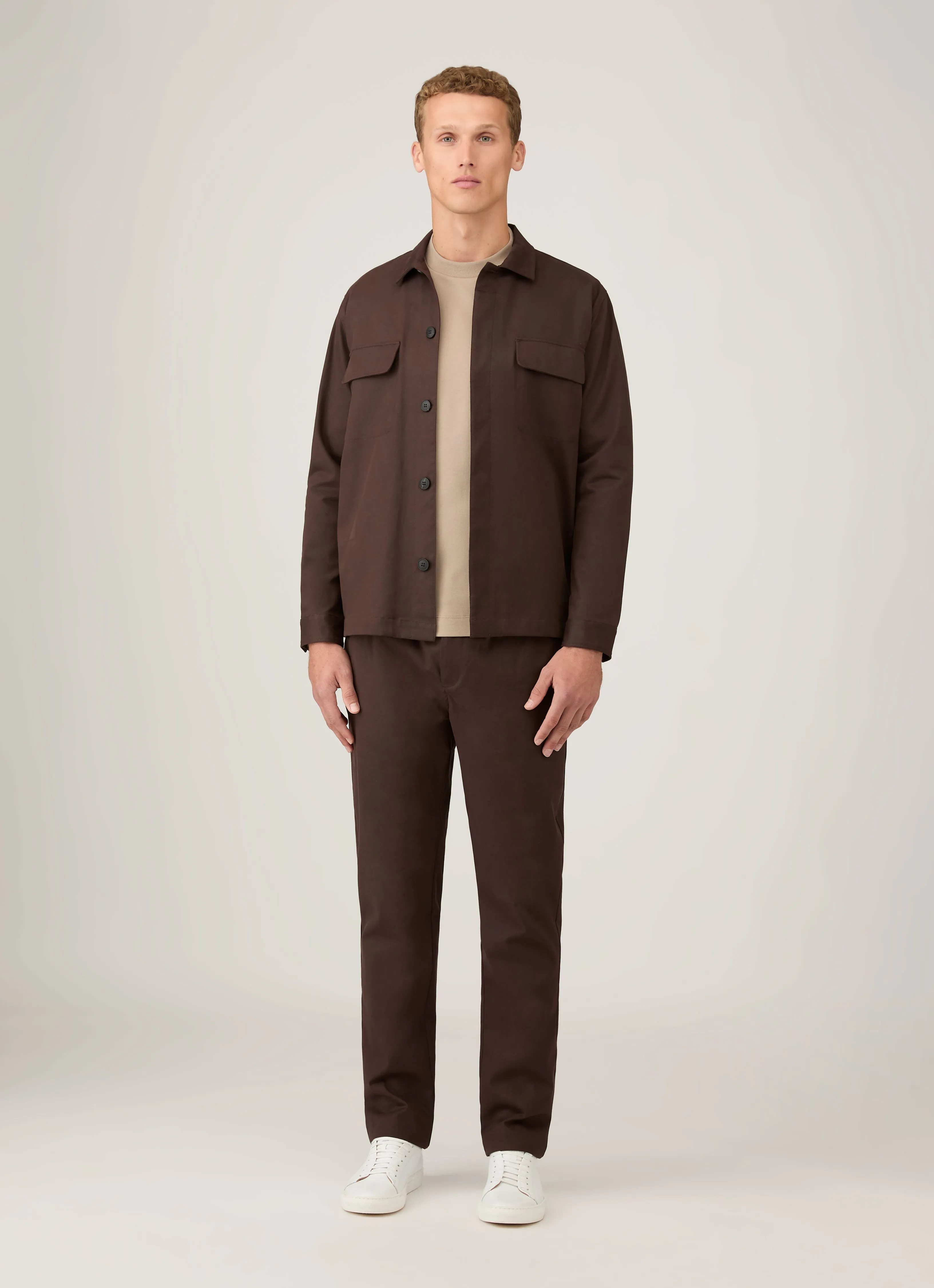 Men's Long Sleeve Heavyweight T-shirt in Mink fade resistant color