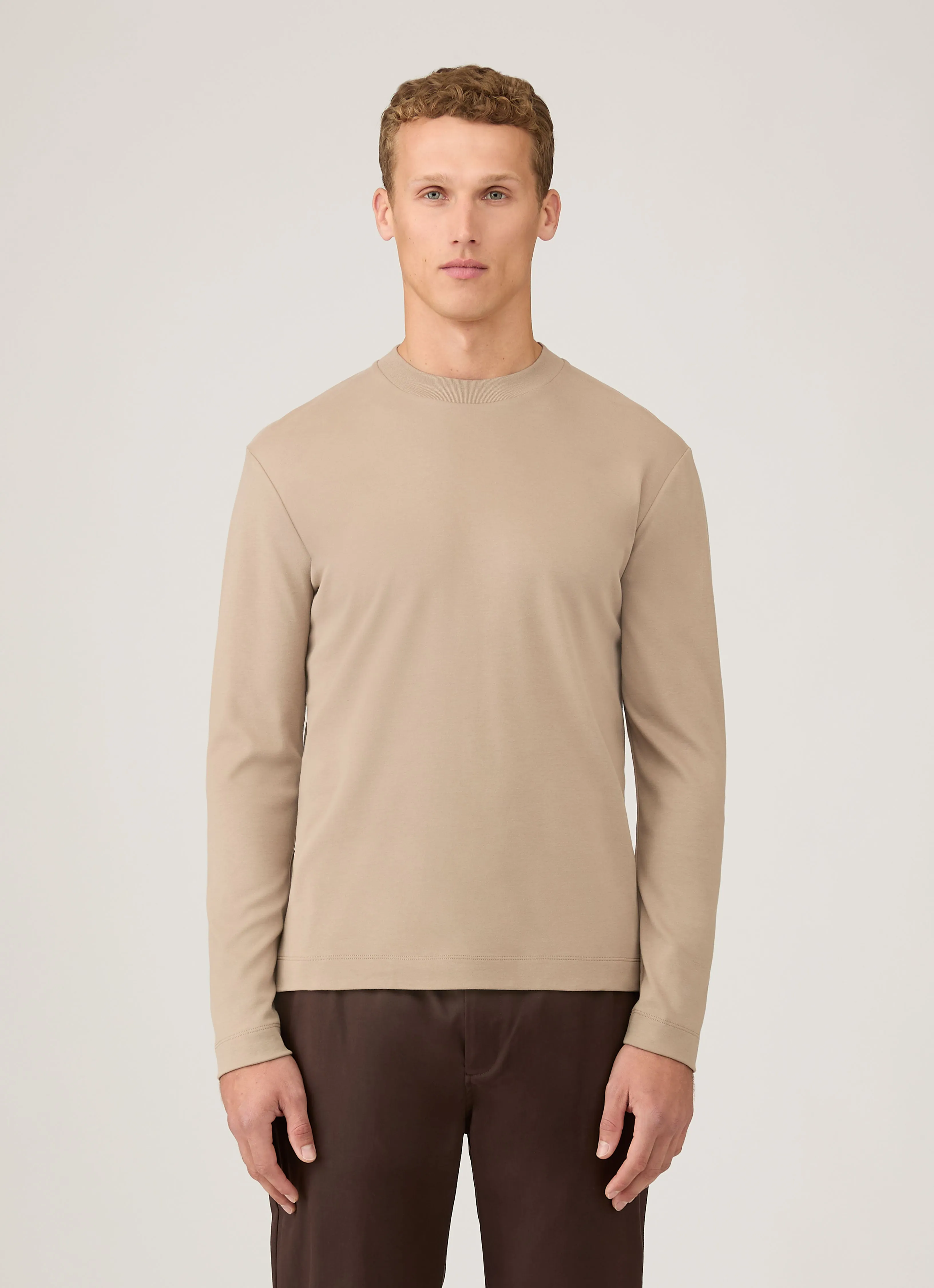 Soft and Light Men's Long Sleeve Heavyweight T-shirt in Mink