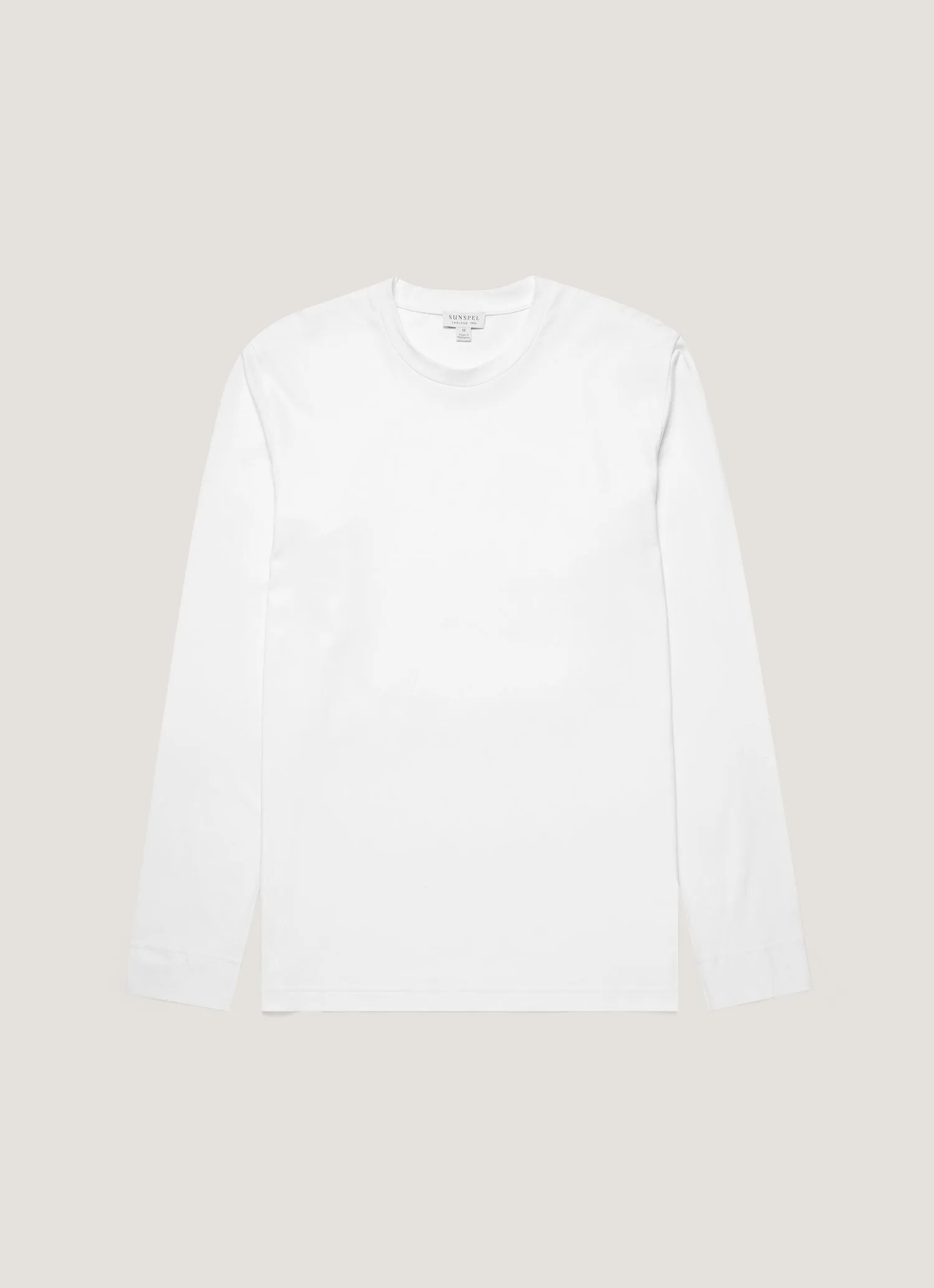 Men's Long Sleeve Riviera T-shirt in White Minimalist Comfort