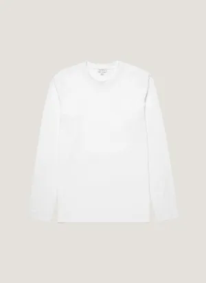Men's Long Sleeve Riviera T-shirt in White Minimalist Comfort
