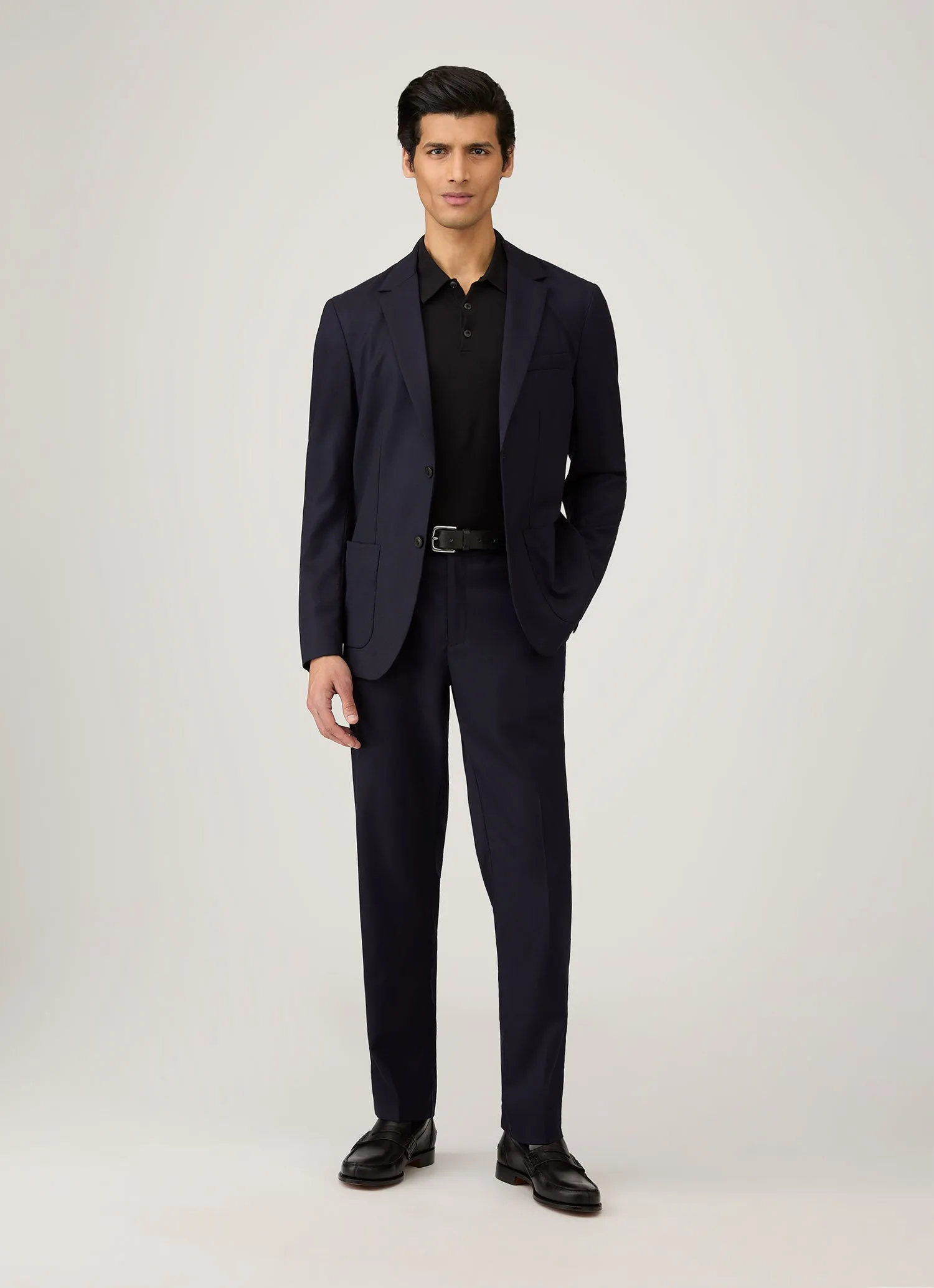 Unisex Appeal Men's Long Sleeve Sea Island Cotton Knit Polo Shirt in Black