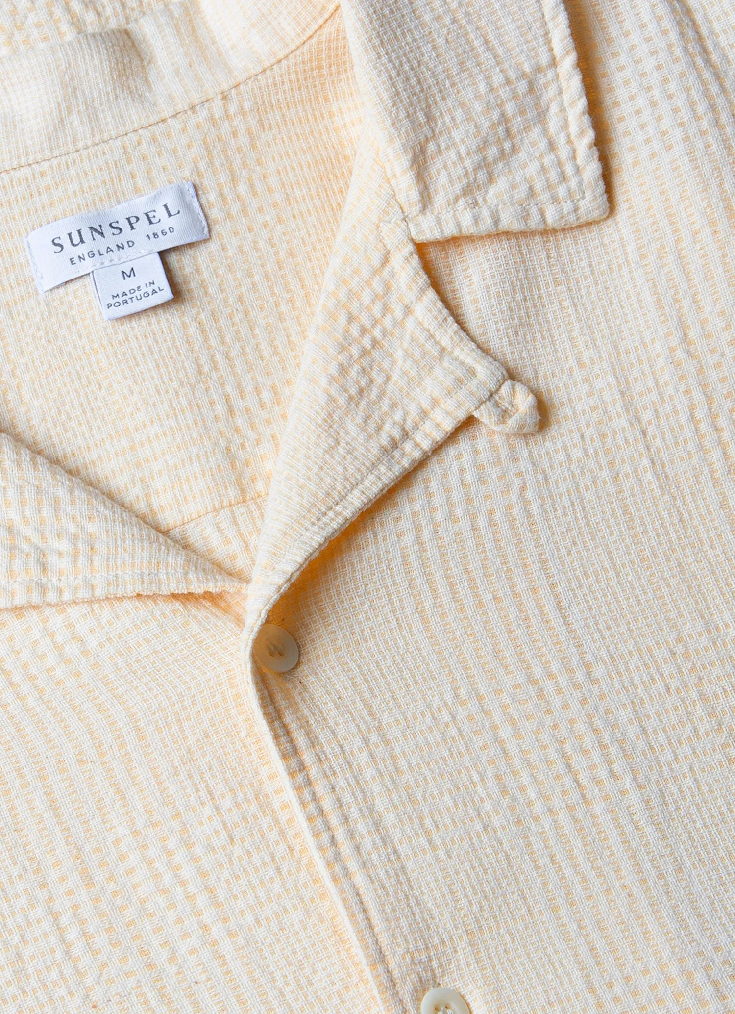 Men's Loose Weave Check Camp Collar Shirt in Ecru Cozy Comfort Design Stretch Jersey Knit