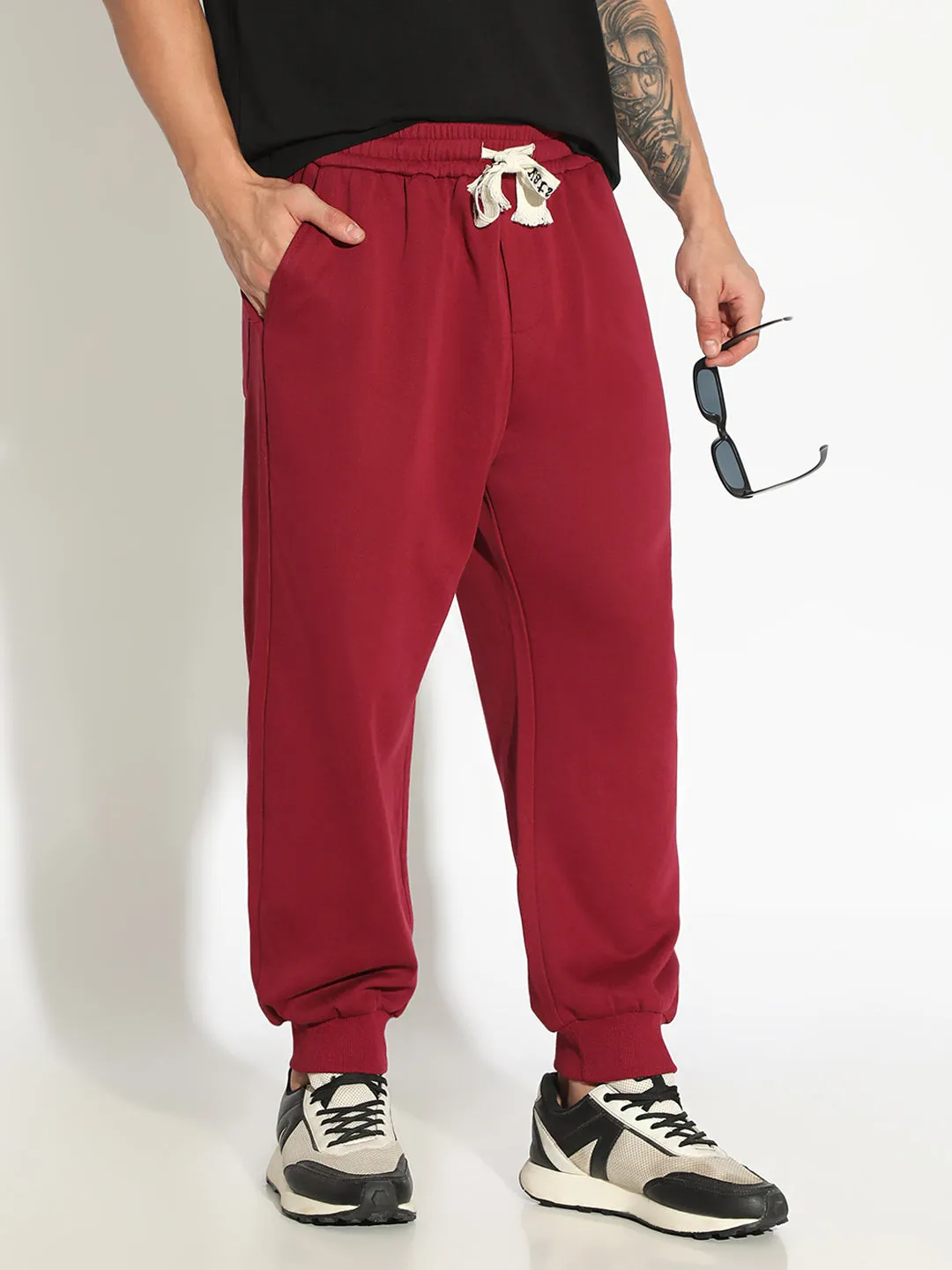 Soft Structure Men's Maroon Slim Fit Joggers