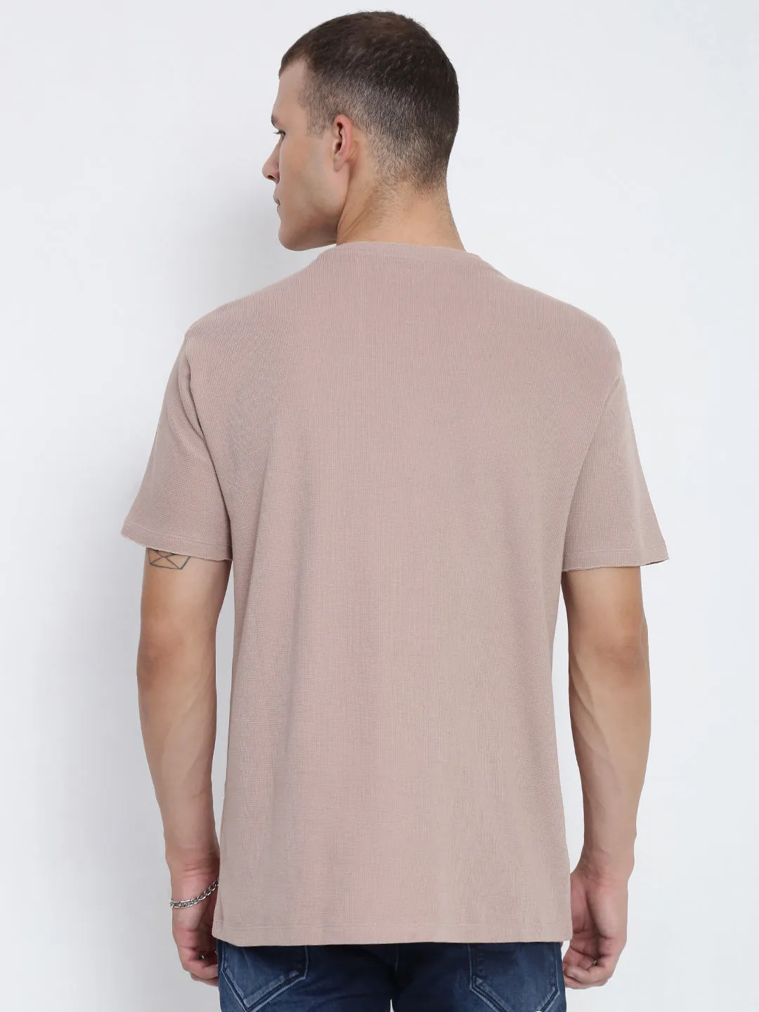 Men's Mauve Round Neck Regular Fit T-Shirt EcoFriendlyDye