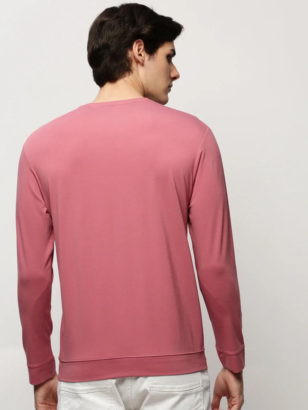 Essential Layer Men's Mauve Typography Printed Cotton Pullover