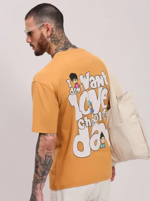 Comfort Wear Adaptable Outfit Men's Mustard Graphic Printed T-Shirt