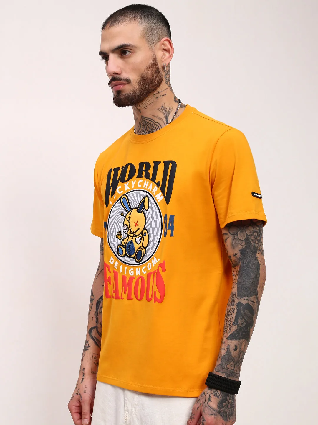 Men's Mustard Graphic Printed T-Shirt Everyday Essentials