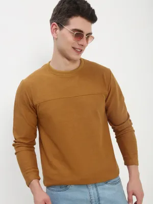 Men's Mustard Solid Round Neck T-Shirt product office appropriate professionalism Comfort Layer