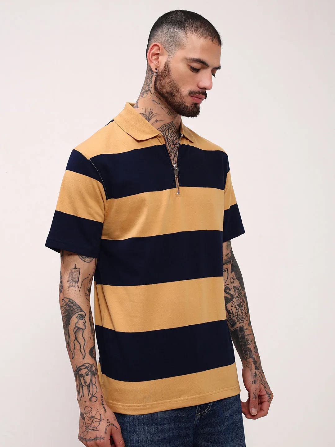 product loop stability Men's Mustard Striped T-Shirt