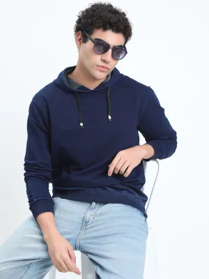appropriate for work goes with sneakers Men's Navy Blue Long Sleeve Hoodie