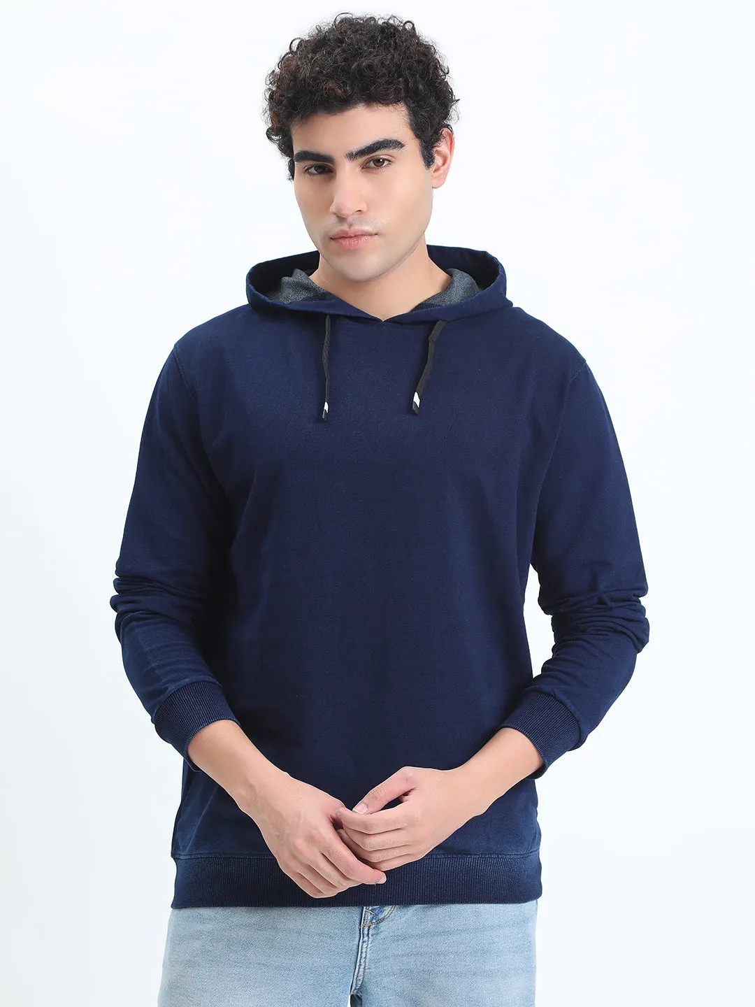 product ethical sourcing Men's Navy Blue Long Sleeve Hoodie