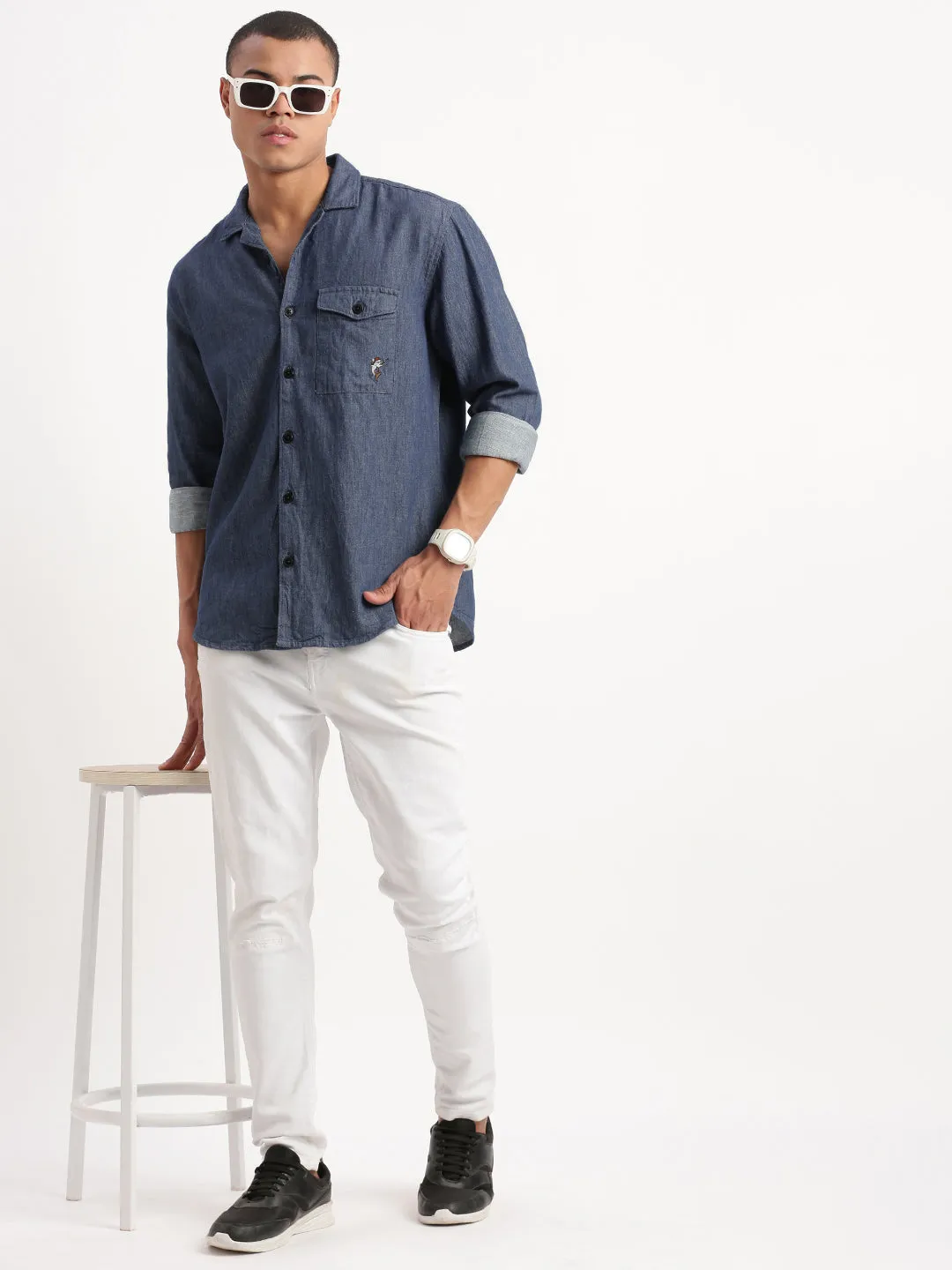 AntiSlip Grip Men's Navy Blue Oversized Shirt