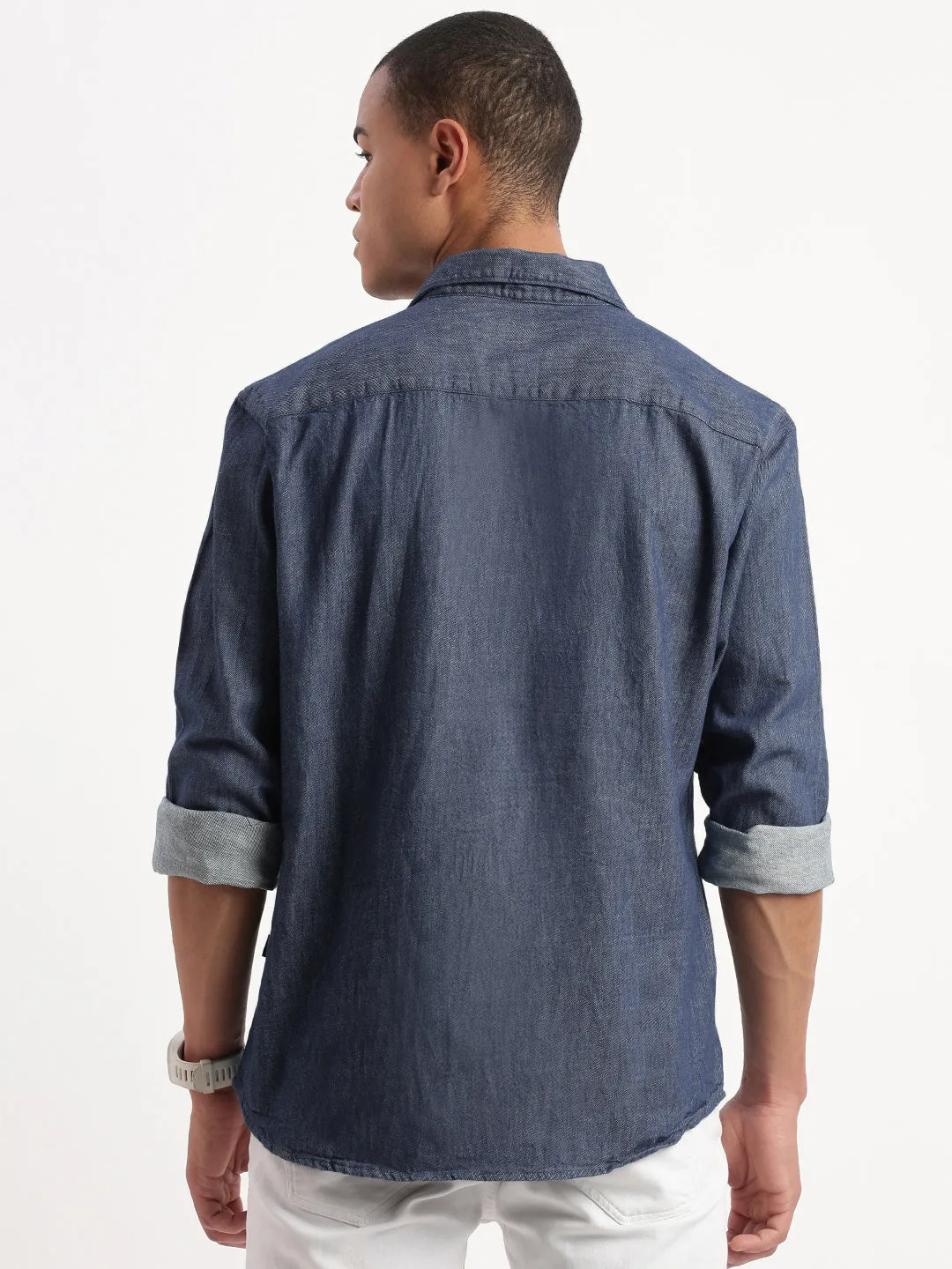 Neo Mode Daily Use Men's Navy Blue Oversized Shirt