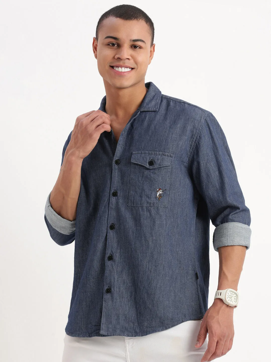 Men's Navy Blue Oversized Shirt Calm Ease Cozy Layers