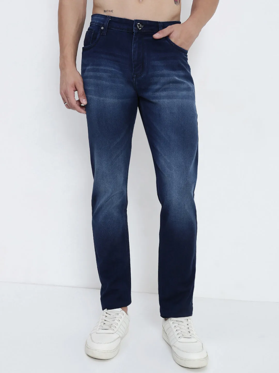 Brunch Outfit Vintage Lover Formal Relaxed Style Outdoor Enthusiast Evening Stroll Men's Navy Blue Slim Fit Jeans