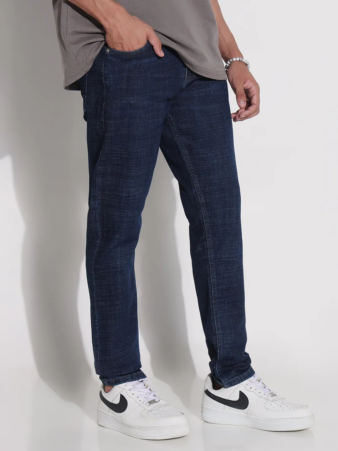 Men's Navy Blue Slim Fit Jeans Seasonal piece Outfit Mood