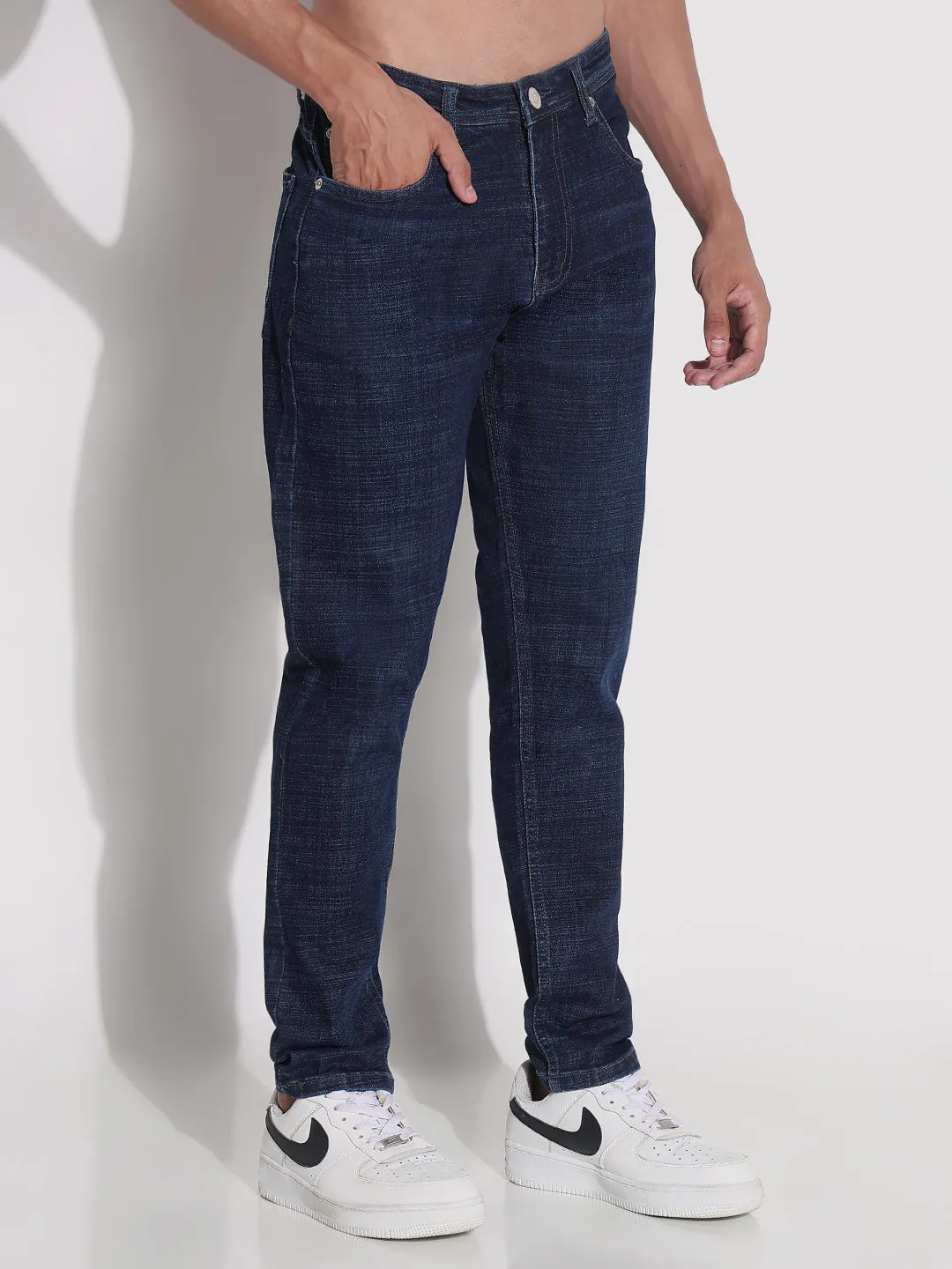 Men's Navy Blue Slim Fit Jeans Everyday Look