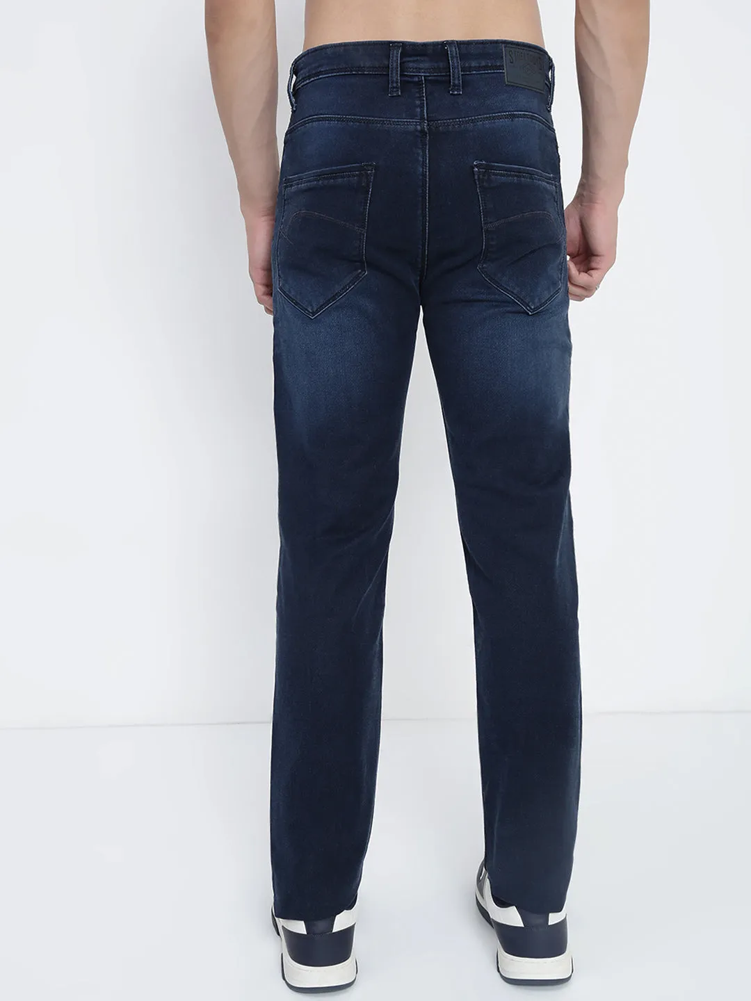 Men's Navy Blue Straight Fit Jeans Timeless Look