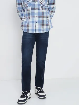 Men's Navy Blue Straight Fit Jeans Couple Look Lightweight