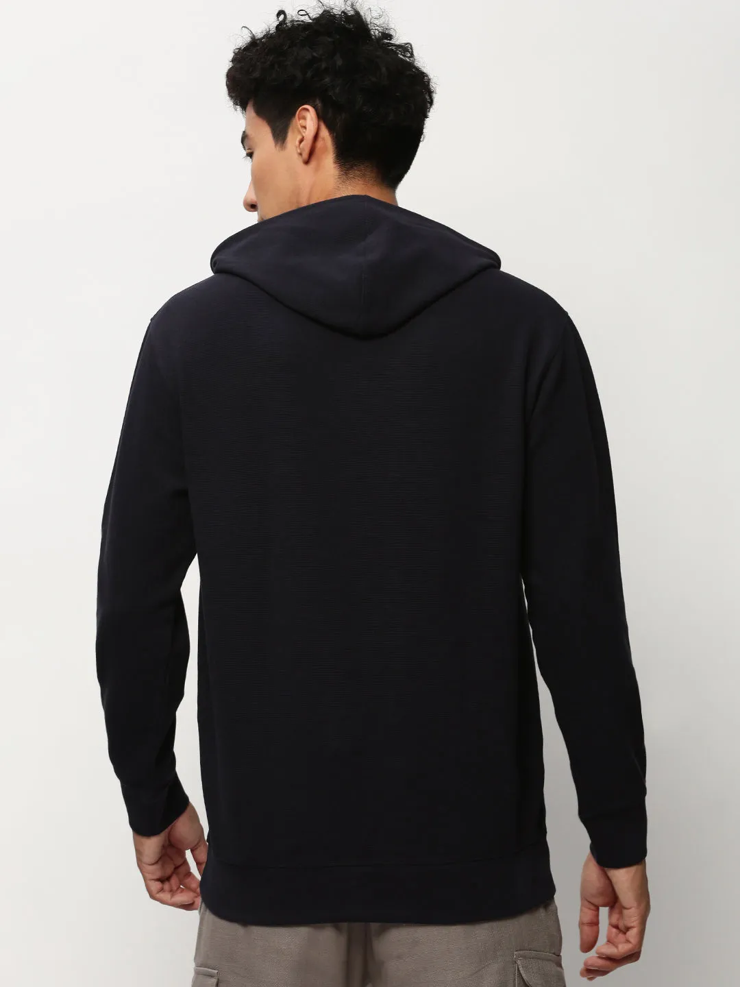 Premium Hoodie product handmade quality Men's Navy Blue Typography Printed Hooded Cotton Pullover Sweatshirt