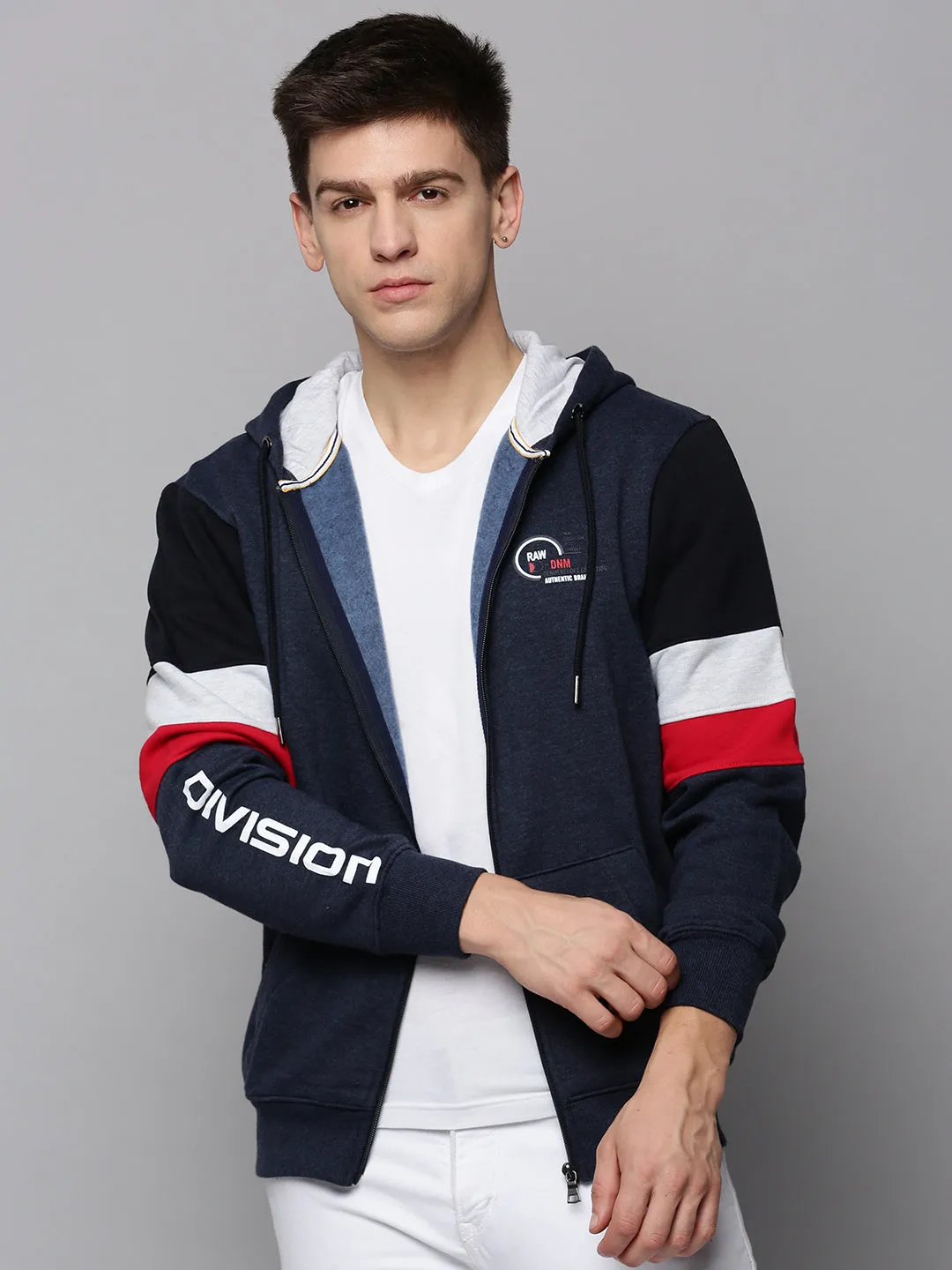 Active Comfort Wear Two-Tone Design Men's Navy Solid Sweatshirt