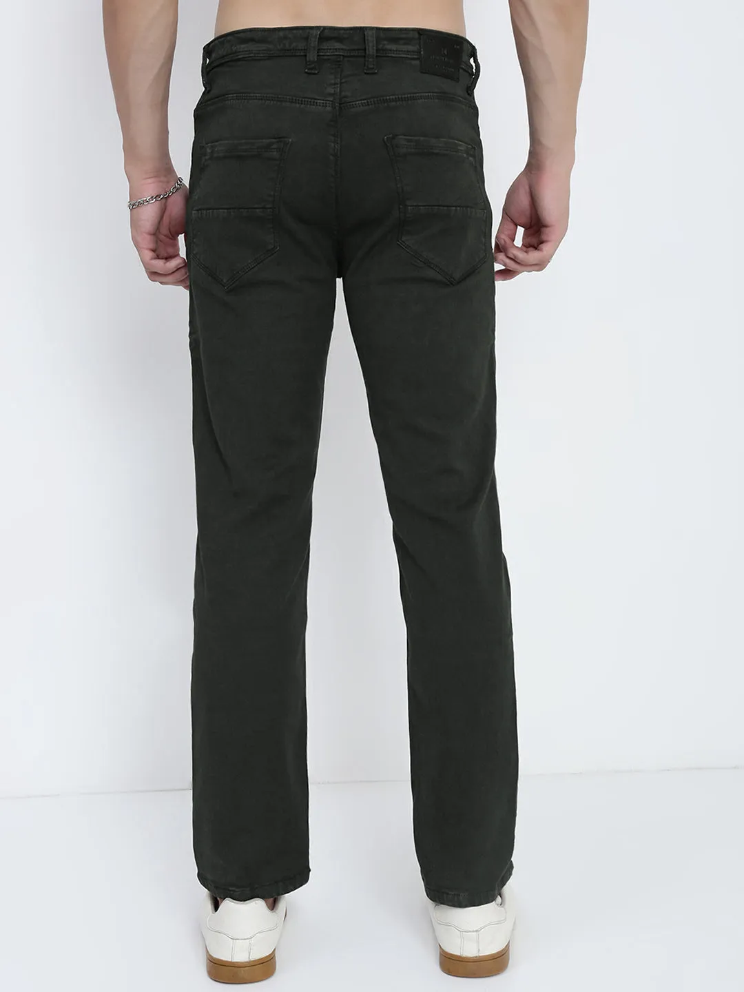 All Time Fit Men's Olive Slim Fit Jeans