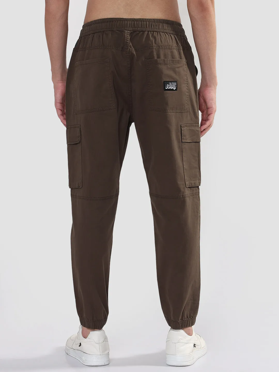 Men's Olive Solid Casual Cargo Joggers Lightweight Design